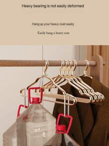 3/5/10pcs Space Aluminum Alloy Hanger Household Clothes Hanger Non-Slip Traceless Clothes Holder Stainless Steel Clothes Hanger Light Luxury Gold Anti-Slip