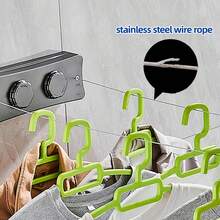 伸缩隐形晾衣绳 - 5.1米不锈钢丝绳，防下垂，非常适合晾晒衣服和毯子，衣架收纳架 - 彩色 - 查看 4