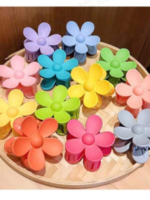 Set de 5 pinzas de pelo con flores de colores pastel mates, en colores aleatorios, adecuadas para cabello grueso, con diseño de flor de 7,5 cm (2,95 pulgadas), pinzas de pelo perfectas para el uso diario, regalo de pareja para el Día de San Valentín, accesorios para el cabello