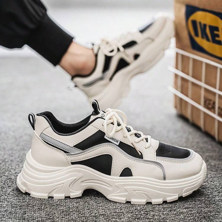 男士新款厚底运动鞋 - 韩版风格，百搭休闲运动鞋，适合春秋季节，热门“韩版厚底运动鞋”“春秋季热门鞋款” - 黑色 - 查看 7
