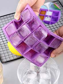 1 件 - 冰块模具硅胶，15 格制冰机模具方形冰块容器柔性冰格适用于洗碗机的食品容器，食品托盘，便携式冰盒，DIY 果冻冰球一盒 - 彩色 - 查看 11
