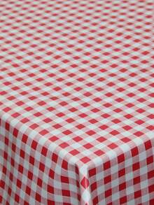 Waterproof PVC Tablecloth, Red & Blue Plaid Pattern - Rectangular & Square Dining Table Cover, Washable, Wrinkle-Resistant, Suitable For Kitchen, Party, Picnic, Indoor & Outdoor Decor (7 Sizes) - Red - View 4