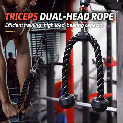 1pc Biceps Training Double-Ended Pull Rope, Gym Accessories, Double-Ended Biceps Push Rope Surface Pull Handle Double-Ended Rope, Black,For Biceps Pushdown Home Gym Workouts