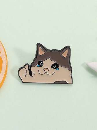 1PC Cartoon Strong Cat Thumb Up Enamel Pins Funny Cute Sad Cry Cat Brooches Backpack Lapel Badge Decor Jewelry Gift For Kids Friends