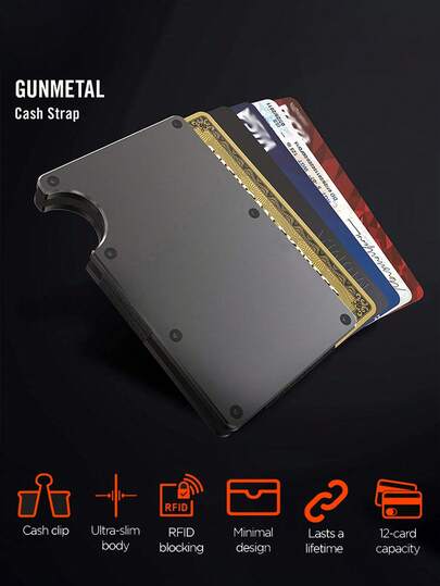 1 peça porta-cartões moderno e masculino de alta qualidade (presente para dia dos pais/dia das mães/dia dos professores) estojo para cartão RFID de cor sólida clipe para cartão de metal superfino carteira de fibra de carbono de liga de alumínio de aviação caixa de cartão de crédito/banco