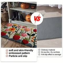 1pc Ultra Fine Microfiber Faux Cashmere Floral Pattern Rug, Non-Skid And Super Soft Bathroom Floor Rugs, Doormat, Bathroom Water Absorption Mat, Machine Washable, Low Pile, TPR Backing, Knit Fabric, Perfect For Entryway, Bathroom, Bedroom, Kitchen, Entryway, Indoor & Outdoor Use, Bathroom Accessories, Home Decor