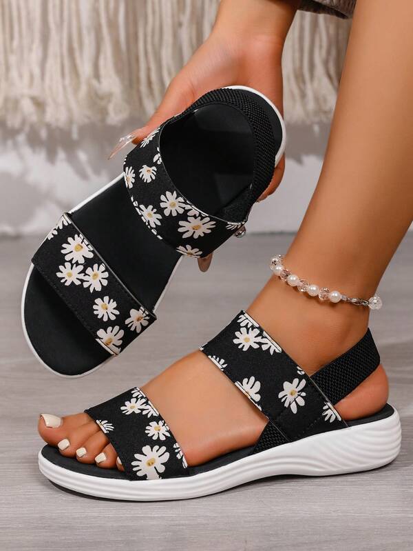Women's Non-Slip Breathable Elastic Roman Sandals, Casual Sports Sandals