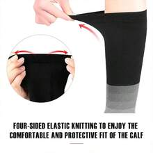 1 Pair Knee-High Compression Sleeves For Men & Women - 20-30mmHg Support For Running, Marathon & Outdoor Sports - Breathable Nylon Fabric With Blue & Black Stripes Design, Knee Brace - Multicolor - View 5