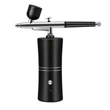 0.3mm Mini Air Compressor Kit Air Brush Paint Spray Gun Airbrush For Nail Art Craft Cake Nano Fog Mist Sprayer - Noble Black Round Pump + Airbrush + 2 Pots + Brush - View 7
