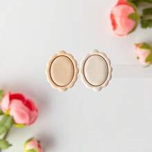 1 件简约椭圆形几何软粘土耳环模具，带波浪框架，吊坠造型 DIY 粘土工艺切割工具 - 白色 - 查看 2