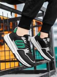 2025新款休闲男鞋，时尚透气网眼休闲轻便软底运动鞋，适合跑步、旅行、约会、休闲穿着 - 黑色 - 查看 5