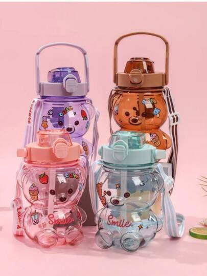 Botella Duo En Forma de Oso 2 Piezas Botellas de Agua Oso Kawaii + Sitckers 1300ml-300ml