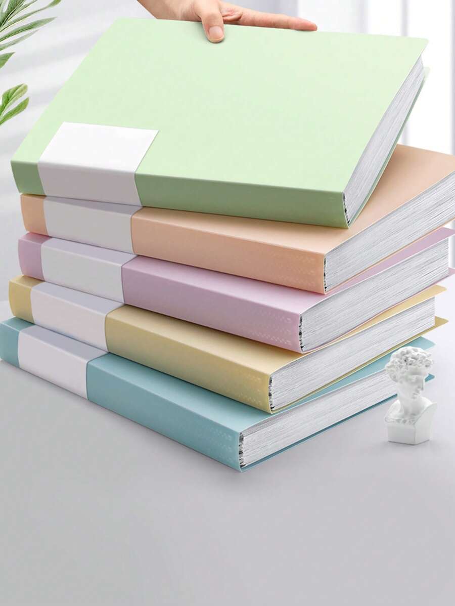 Pasta Multifolha de Cor Sólida, Pasta de Arquivo A4 com Bolsos Transparentes para Provas e Documentos, Suprimentos Escolares de Grande Capacidade, Volta às Aulas