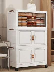 5/4/3/2/1 Tier Storage Cabinet Folding Storage Box, Home Living Room Toy Cabinet, Storage Rack, Snack Cabinet, No Assembly Required, Kitchen Storage Cabinet