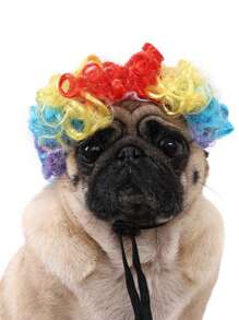 1pc Pet Cat/Dog Wig, Curly Or Straight, Halloween Pet Accessories