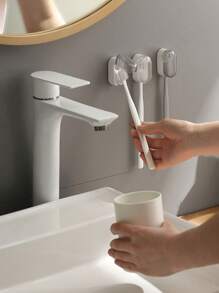 Bathroom Toothbrush Holder For Home Use, Wall-Mounted Minimalist Dustproof Toothbrush Hanger Without Drilling, With Automatic Closing Cover,Toothbrush Storage Shelf,Simple Portable Organiser For Bathroom,Dustproof Toothbrush Organiser With Cover Back To School