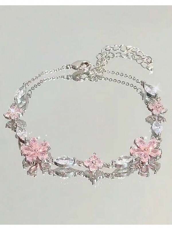 1 Stück Armband mit Kristallen in Kirschblüten-Rosa, geeignet für den täglichen Gebrauch
