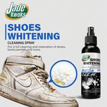 1pc 4.06oz Shoe Whitening Spray - 120ml Quick Stain Remover For Yellowing Sneakers | Leak-Proof Portable Bottle & Brush Kit, Neutral PH For Leather/Rubber (Gym/Travel/Daily Care)