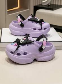Sanrio 3 piezas Zapatillas perforadas con personajes de Sanrio, zapatos de agua para exteriores para mujeres