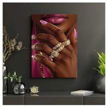 1pc Frameless Pink African American Fashion Female Posters Vintage Painting Printing Wall Arts Modern Living Room Bedroom Dormitory Study Bar Coffee Shop Wall Decoration Home Decoration ,Wall Art With Frame