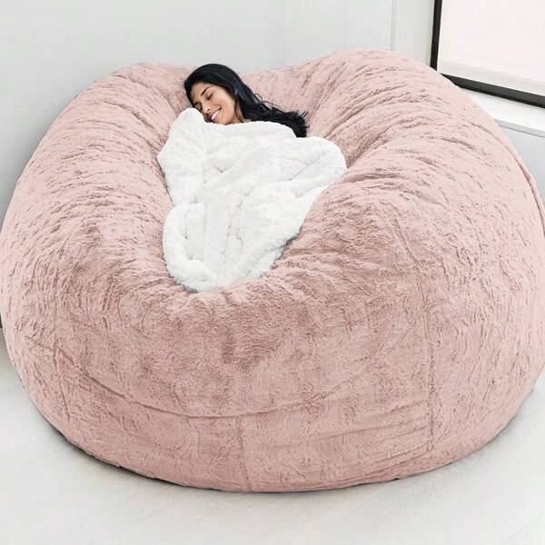 1 Pc Multifunctional Slouchy Beanbag Sofa Cover (No Filling, Cover Only), Slouchy Sofa Sponge Bed Beanbag For 2 Or 3 Person, Plush Fabric Bean Bag Chair Cover, Bedroom Lounge, Living Room Sofa Slip Cover