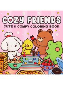 1pc COZY FRIENDS :42 Page Cozy Coloring Book [Cute] Kid Graffiti Painting Book Featuring Adorable Creatures Painting Book Montessori Drawing Toys Creative Gift .Easy To Color With Lines Coloring Book. Featuring Plants Coloring Book Adults[12 Color Marker Pen Set]