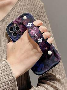 Flower 1 件时尚花卉印花加厚高防摔手机壳带支架功能，兼容 Apple 防水防震防摔防刮 - 彩色 - 查看 4