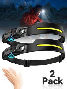 1PC Rechargeable COB Induction Fishing Headlamp, Super Bright LED Flashlight, Large Range Light, Built-In Battery, USB Rechargeable Headlamp, 5 Modes, Suitable For Fishing, Camping, Exploring, Hiking, Outdoor