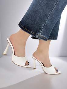 Women's Plus Size Open Toe Strap High Heel Sandals, Slim Pointed Toe Simple Fashion Versatile Elegant