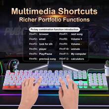 104 Keys Wired Mechanical Gaming Keyboard, Cool Backlight, Adjustable Variable Speed Lighting, Multimedia Shortcut Keys, Ergonomic Design, Punk Keycaps, Multi-Key No Punch, For Windows/PC/Laptop, Gaming Office Universal, White,Free 1 Roll Of Nano Adhesive
