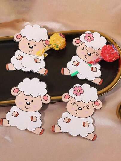 50/25 قطعة شكل خروف كارتوني لحلوى عيد الاضحى ، ديكور لوسط طاولة الطعام ، ورق عبوة حلوى لأعياد الميلاد والأعراس وعيد الأضحى وأعياد المناسبات