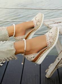 Damen Polyurethan Keilabsatz Lässig Chic Espadrilles mit spitzer Zehenpartie und Slip-On-Design