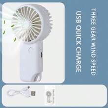 1pc Handheld Clip-On Rechargeable Fan, Portable Mini Desk Fan With 3 Speed Settings, Strong Wind, Suitable For Women Men, Home Office Makeup Outdoor Travel, Back To School, Halloween Gift