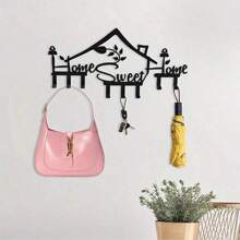 HELLOYOUNG 1 Stück Schlüsselboard "Home Sweet Home", schwarze Metall Schlüsselhalter Wandhalterung Organizer Ständer mit 8 Haken, Wanddekoration für Büro, Küche, Schlafzimmer, Durchgang und Flur, passend für moderne Wohndekoration