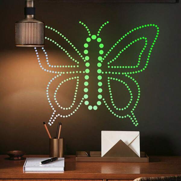 1 Set Of 2 Pcs, Multiple Designs, Minimalist Creative Summer Luminous Colorful Dot, Heart, Crown Wall Stickers, PVC Material, Suitable For Living Room, Bedroom Accent Wall, Home Decor Wallpaper Self-Adhesive