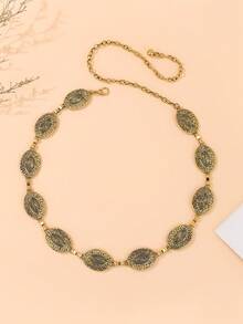 Vintage Silver Color Belt, Multi-Functional Dress Accessory, Elegant Summer Fashion Waist Chain, Retro Casual Style With Oval Hollow Design, Women Jewelry - Gold - View 12