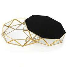 1 pieza Bandeja de espejo de vidrio dorado, organizador de almacenamiento de joyas, perfumes y velas con diseño geométrico, decoración de lujo para el baño, regalo para el Día de la Madre, bandeja transparente para organización, bandeja de espejo dorado para decoración de habitación, elegante bandeja para perfumes, regalo de boda/aniversario - Multicolor - Ver 17