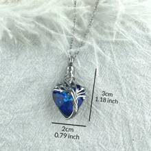 Tree Of Life Urn Necklace For Ashes Heart Cremation Jewelry Stainless Steel With Blue/Purple Crystal With Funnel Filler Memorial Jewelry Gifts For Human Pet