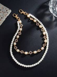 1pc Men's Vintage Luxurious Multi-Layer Rhinestone & Faux Pearl Waist Chain, For Pants Decoration Summer, School
