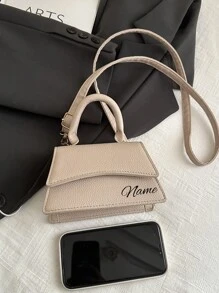 1pc Mini Handbag, Simple Casual Small Square Bag, Multi-Functional One-Shoulder Messenger. It Can Be Customized With Your Own Name. Teacher's Day Gift, Very Suitable For Going Out Shopping, Seaside Vacation Travel And Daily Use. Birthday Gift, Souvenir Bag For Friends Or Daughters.