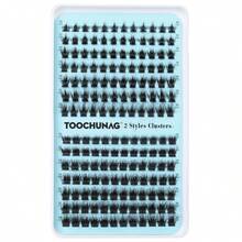 Fluff Lash Clusters 60D+80D Thick Eyelash Clusters D Curly Wispy Individual Lashes 10-18mm Cluster Eyelash Extensions 280pcs False Eyelashes DIY Flat Lash Extension By TOOCHUNAG - 白色 - 查看 6