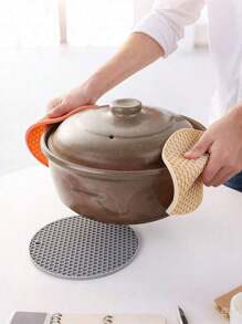 1pc Silicone Heat Insulation Mat, Heat Resistant Silicone Trivet For Pot And Pan, Round Silicone Placemat, Countertop Protector