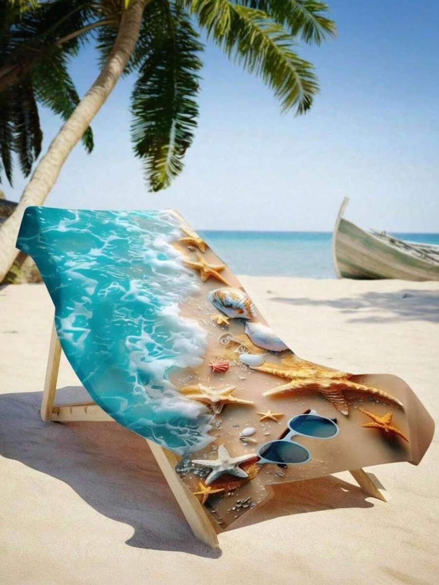 超柔软超细纤维沙滩巾，3D数码印花速干毛巾，单面毛绒沙滩巾，印花浴巾，夏季海滩游泳巾，大号吸水海洋动物毛巾，沙滩巾，多种尺寸可选，海洋主题图案，高吸水性，快干，适合旅行、运动、游泳、瑜伽、露营