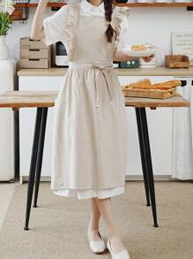 1 Pieza Delantal, Estilo Vintage Talla Grande para Mujer con Volantes, 2 Bolsillos, Ajustable con Cordones Plisados y Encaje, Adecuado para Limpieza del Hogar/Cocina/Actividades al Aire Libre/Restaurante, Cafetería, Floristería, Estudio de Arte, Salón de Belleza y Otros Lugares de Trabajo