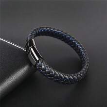 pulseira totalmente preta, estilo punk, com Cordão trançado, unissex para uso diário, 1 peça - Azul - Ver 8