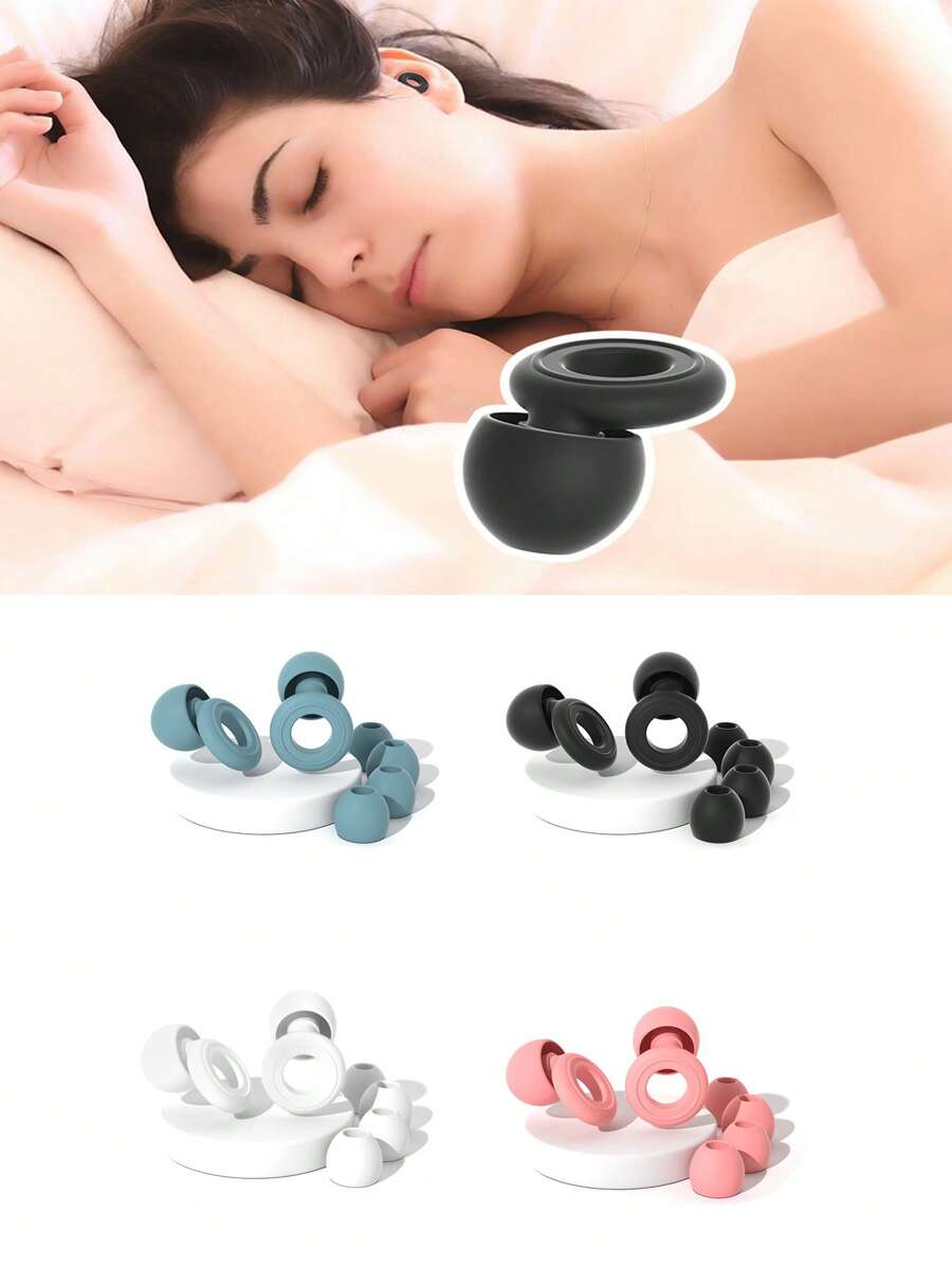 (Dois pares de protetores auriculares de reposição de cortesia) Protetores auriculares de silicone reutilizáveis para dormir e nadar - redução de ruído de 35 dB, com 2 pares de protetores auriculares, adequados para ronco, estudo, shows e proteção auditiva