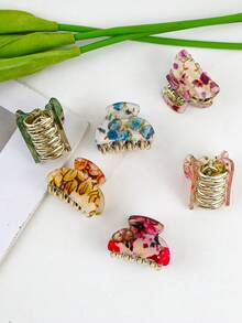 6 Colors Of Random Floral Clips, Cute, Casual, Elegant, High-End, Exquisite, Fashionable, Versatile, And Elegant. Suitable For Daily Travel, Gatherings, Beach Parties, And Wearing During Summer, Autumn, And Back To School Seasons Fall Hair Accessories Elegant - Multicolor - View 13