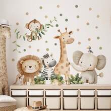 2 Stücke niedliche Boho Tier Wandaufkleber, süßes Elefant Giraffe Blatt Design - PVC abnehmbare Aufkleber für Schlafzimmer, Wohnzimmer & Badezimmer Wanddekoration & Heim Ästhetik