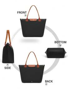 NEWHEY Bolso de hombro para mujer, bolso de mano con asa superior de nailon, bolso de fin de semana plegable estilo hobo