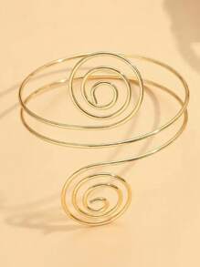 1. Nouveau bracelet à spirale en métal exagéré de style punk, motif spirale rétro européen et américain doré et argenté. Brassard polyvalent et personnalisé pour hommes et femmes